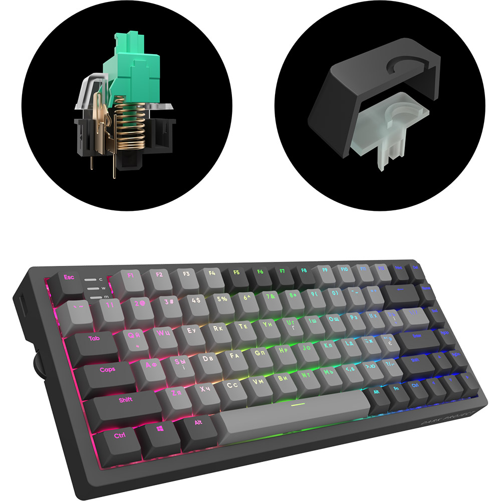 Зовнішній вигляд Клавіатура DARK PROJECT KD83A Gateron Cap Teal ENG/UA (KB-GCT-871-100004)