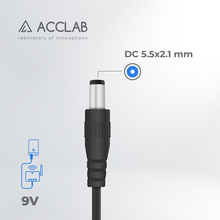 Кабель ACCLAB для роутеров USB to DC 5.5 х 2.1 мм 9V 1A Black (1283126552830)