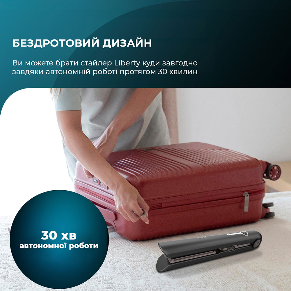 Випрямляч CECOTEC Bamba RitualCare Liberty (CCTC-03460) Додатково Акумулятор на 30 хвилин автономної роботи; Акумулятор ємністю 2600 мАг