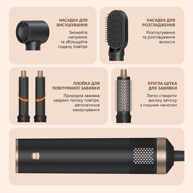 Мультистайлер INSPIRE WT-638 5 in 1 Black Особенности ионизация