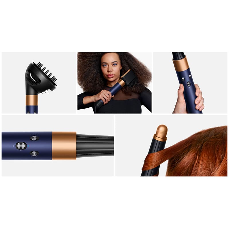 Мультісталер DYSON Airwrap I.D. HS08 Multi-Styler and Dryer Curly+Coily Prussian Blue/Rich Copper EU (107451-01) Додатково Інтелектуальний терморегулятор; Двигун високого тиску обертається зі швидкістю 110 000 об/хв; Bluetooth