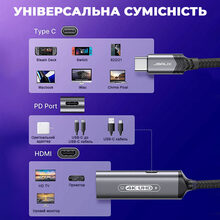 Адаптер JSAUX HB0201 USB-C на HDMI 4K60Hz та USB-C PD (6126755803410)
