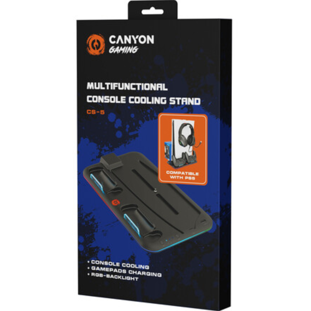 Підставка для охолодження CANYON CS-5 RGB PS5 Charge Black (CND-CSPS5B) Бездротове підключення False