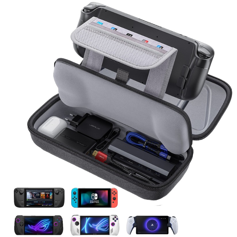 Сумка-чехол JSAUX BG0106X для Steam Deck, ROG Ally/X, Nintendo Switch, PS Portal серая (6126755803436)