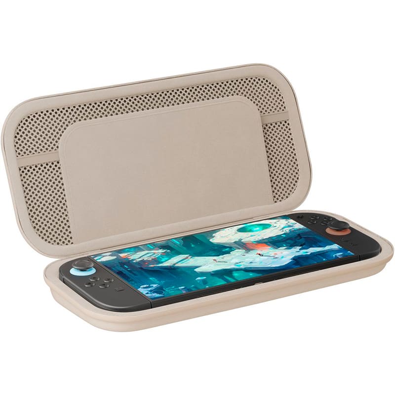 Чохол BELKIN Travel Case для Nintendo Switch 2 Sand (ENA002HQSA) Додатково Відкидна кришка для зберігання карт; Прихований відсік AirTag; Міцний, зносостійкий та водостійкий поліестер зовні, внутрішня підкладка з оксамиту з начосом