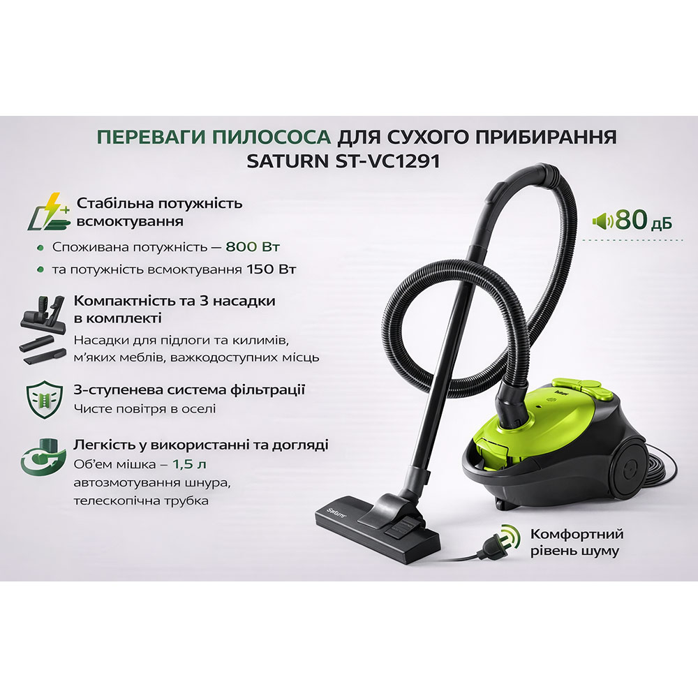 Пилосос SATURN ST-VC1291 Тип класичний
