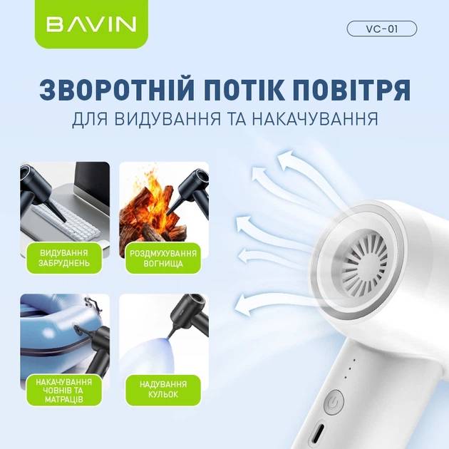 Внешний вид Пылесос BAVIN VC-01 6000Pa 2000 mAh White (Z-VC01 WH)