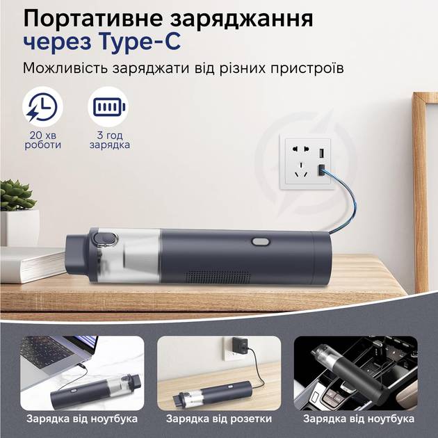 Зовнішній вигляд Пилосос XIAOMI Lydsto H1 Black