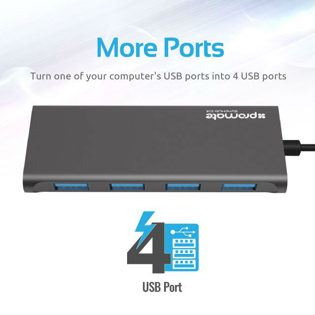 USB-хаб PROMATE SyncHub-C4 Grey (synchub-c4.grey) Интерфейс подключения USB Type-C