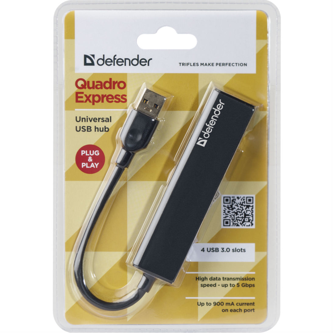 USB-хаб DEFENDER Quadro Express USB3.0 Black (83204) Тип живлення пасивний