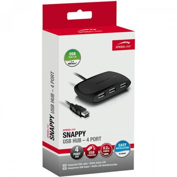 USB-хаб SPEEDLINK SNAPPY 4-Port USB 2.0 Black (SL-140011-BK) Тип питания пассивный