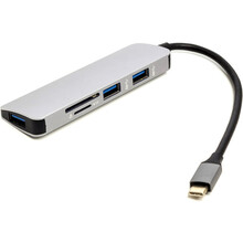 Док-станция POWERPLANT Type-C - 3*USB 3.0 + TF/SD Card Reader (CA912100)