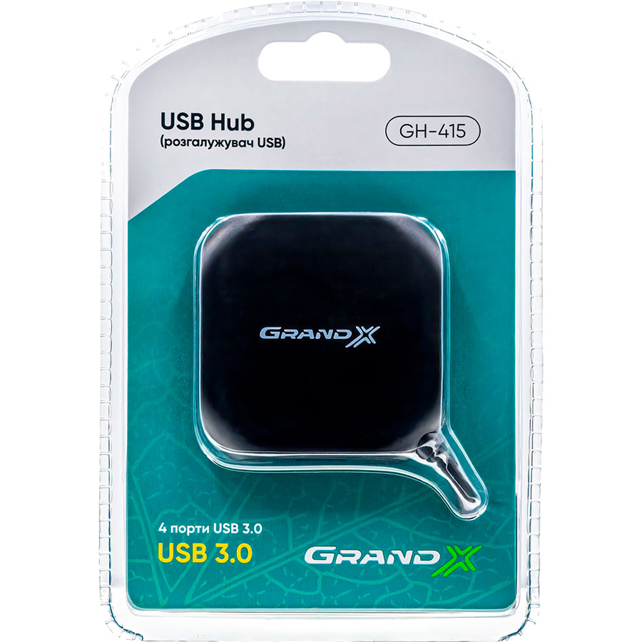 USB-хаб GRAND-X Travel 4 порти USB 3.0 (GH-415) Тип USB-хаб