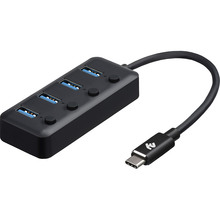 USB-хаб 2E Type-C to 4 x USB 3.0 Black (2E-W1406)