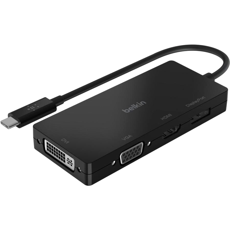 

USB-хаб BELKIN USB-C (AVC003BTBK), Адаптер USB-C - HDMI, VGA, DVI, DisplayPort, black