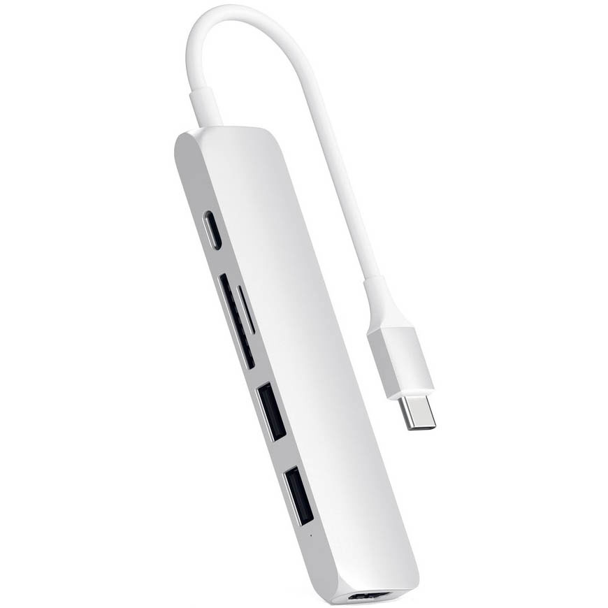 

USB-хаб Satechi Aluminum Type-C Slim Multi-Port Adapter 4K V2 Silver (ST-SCMA2S), Alum Type-C Slim MultiPort 4K V2 Silver(ST-SCMA2S)