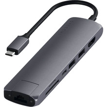 Док-станция SATECHI USB-C Slim Multi-Port with Ethernet Adapter Space Gray (ST-UCSMA3M)