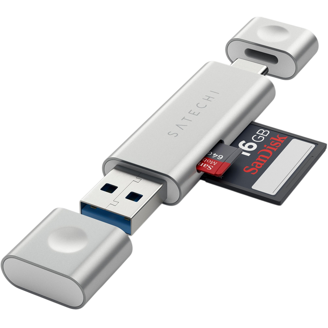 Док-станция SATECHI Aluminum Type-C USB 3.0 and Micro/SD Card Reader Silver (ST-TCCRAS) Интерфейс подключения USB Type-C