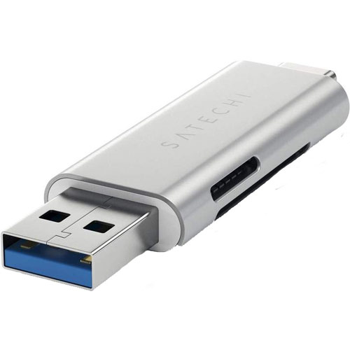 Док-станция SATECHI Aluminum Type-C USB 3.0 and Micro/SD Card Reader Silver (ST-TCCRAS) Тип док-станция