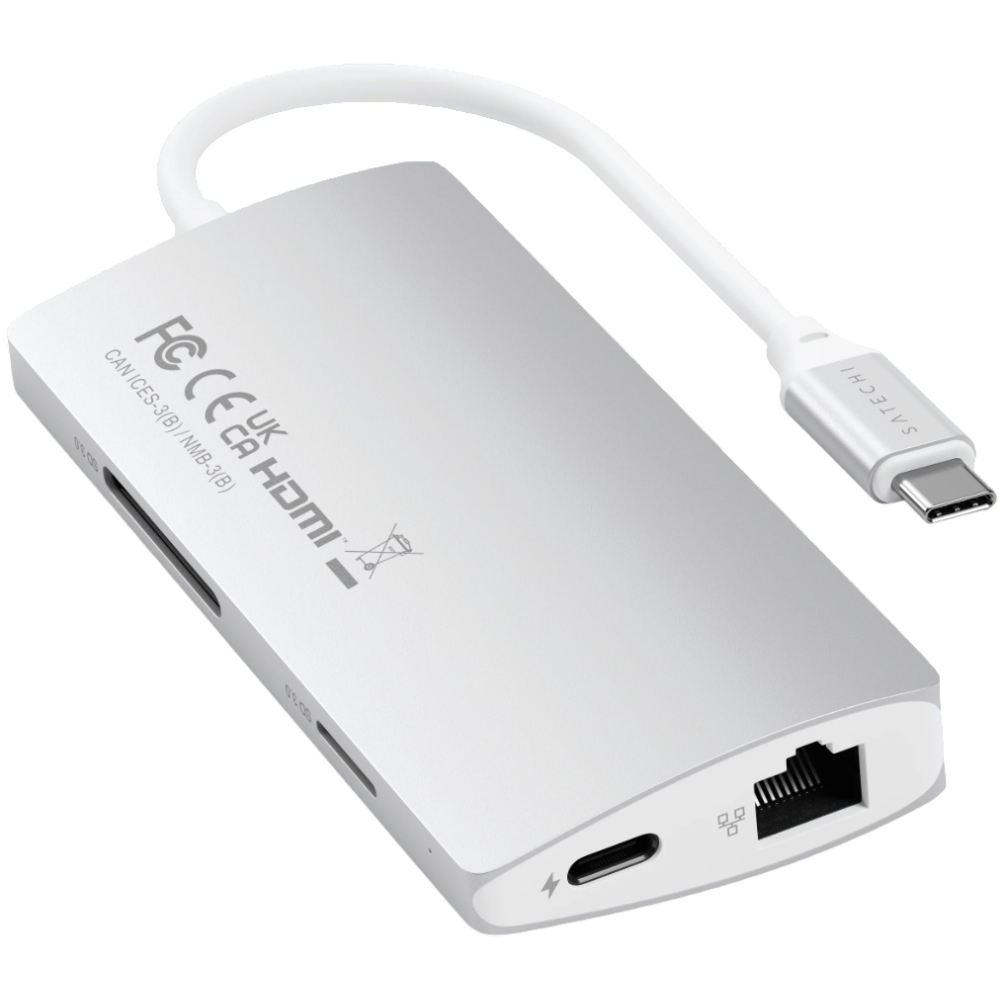 Док-станція Satechi Type-C Multi-Port Adapter 4K with Ethernet V2 Silver (ST-TCMA2S) Тип док-станція