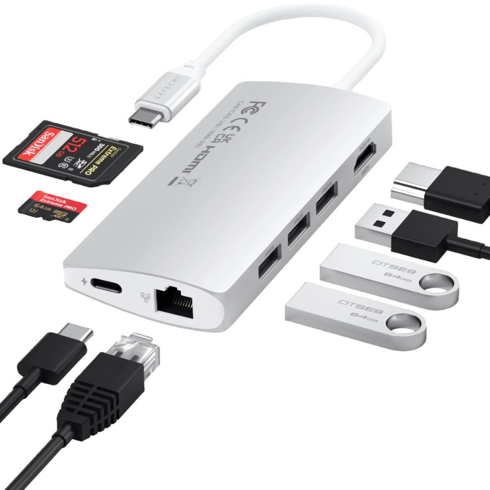 Док-станція Satechi Type-C Multi-Port Adapter 4K with Ethernet V2 Silver (ST-TCMA2S) Додаткові роз'єми SD card
