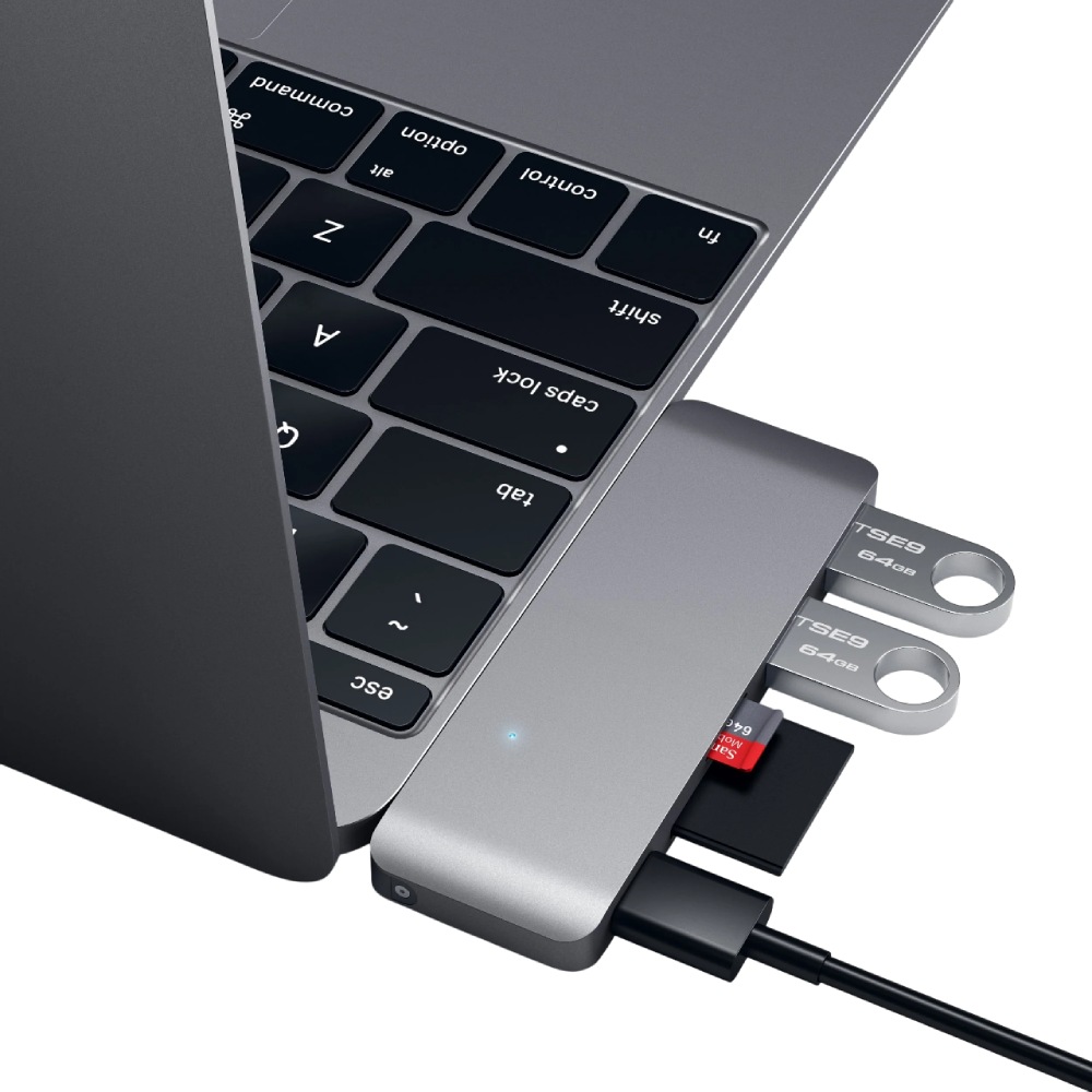 Фото Док-станция Satechi Type-C Pass-Through USB Hub Space Gray (ST-TCUPM)