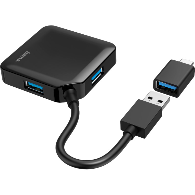 USB хаб HAMA 4 Ports USB 3.2 USB-C Adapter Black (00200116)