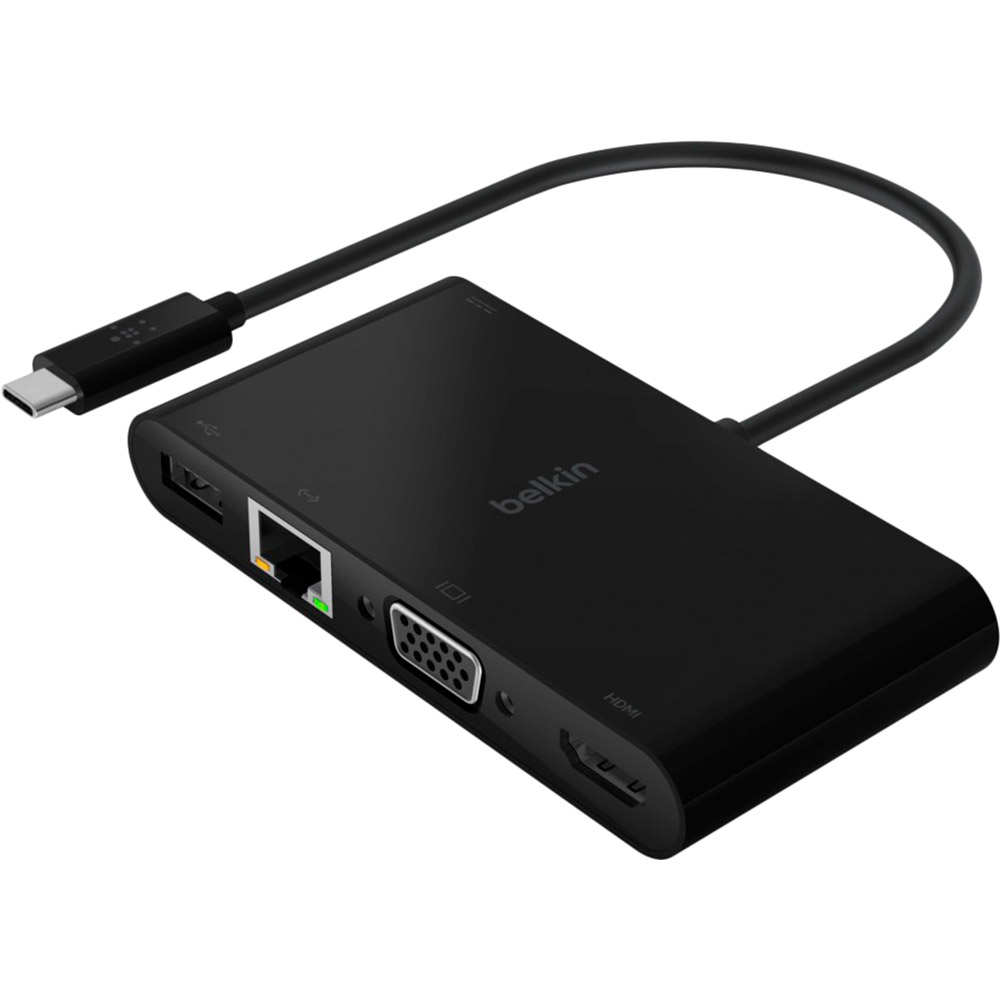 

USB-хаб BELKIN USB-C Multimedia + Charge Adapter 100W Black (AVC004BTBK), USB-C - Ethernet, HDMI, VGA, USB-A, 100W PD, black