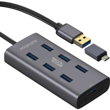 USB хаб PROMATE EzHub-7 7in1 Grey (ezhub-7.grey)