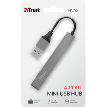 USB-хаб TRUST Halyx Aluminium 4-Port Mini USB Grey (23786)