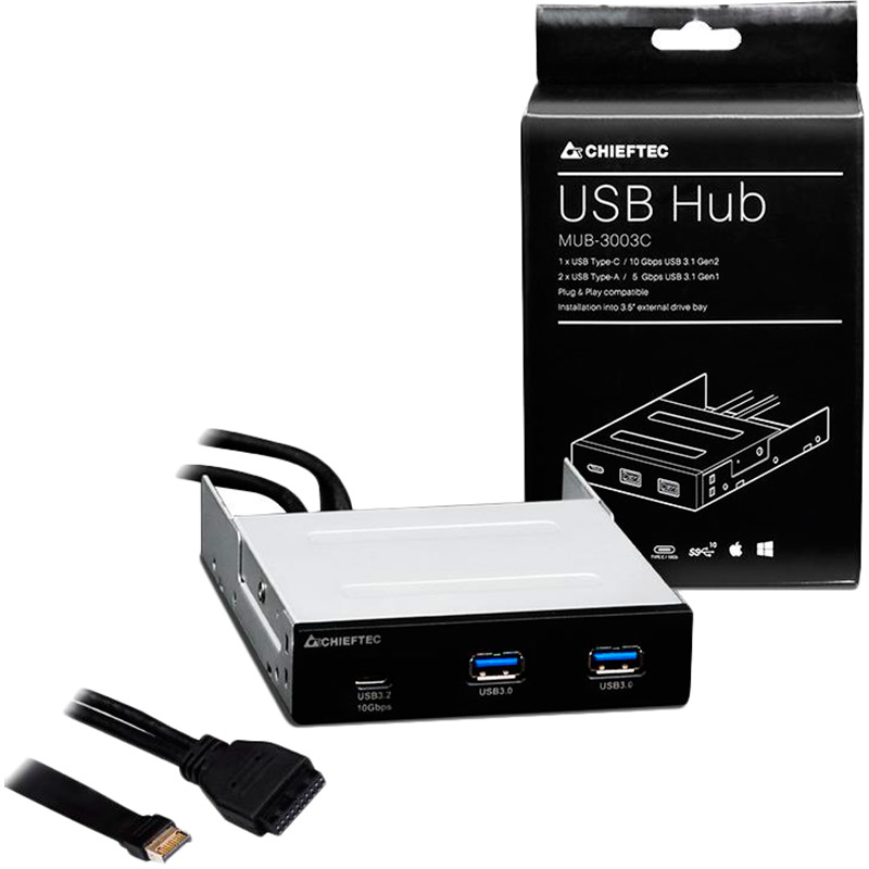 USB-хаб CHIEFTEC 2 x USB 3.0 Type-A+Type-C 3.5 (MUB-3003C) Тип USB-хаб