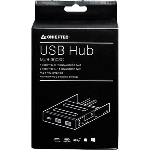 USB-хаб CHIEFTEC 2 x USB 3.0 Type-A+Type-C 3.5 (MUB-3003C) Кількість роз'ємів USB Type-A 2