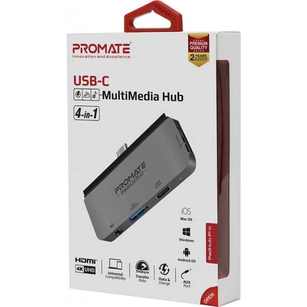 Док-станция PROMATE PadHub-Pro Grey (padhub-pro.grey) Тип док-станция