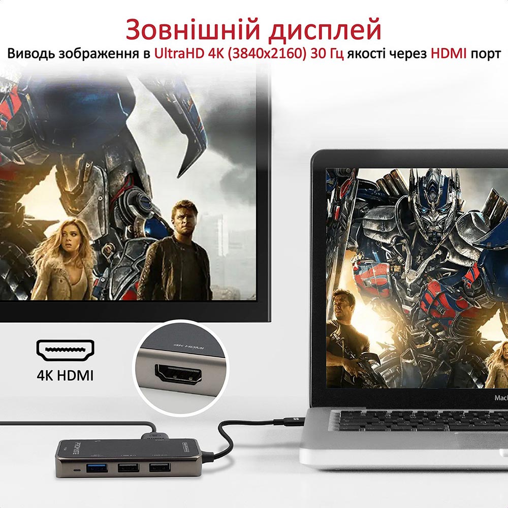 Док-станция PROMATE 7-в-1 Grey (primehub-lite.grey) Тип питания пассивный