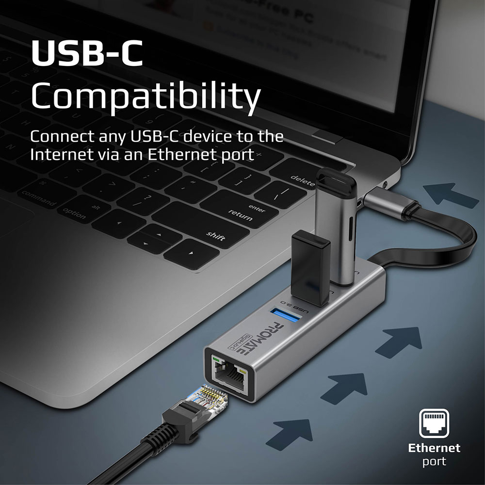 Док-станция PROMATE gigahub-c.grey Дополнительные разъемы LAN (RJ-45)