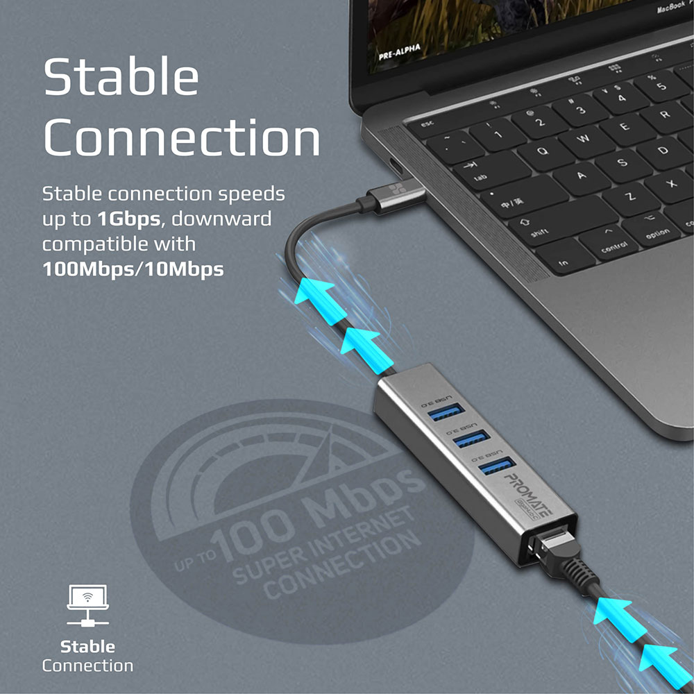 Док-станция PROMATE gigahub-c.grey Интерфейс подключения USB Type-C