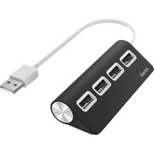 USB-хаб HAMA 4 Ports USB 2.0 Black/White (200119)