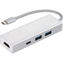 Док-станция HAMA Aluminium 2x USB-A USB-C HDMI Silver (135756)