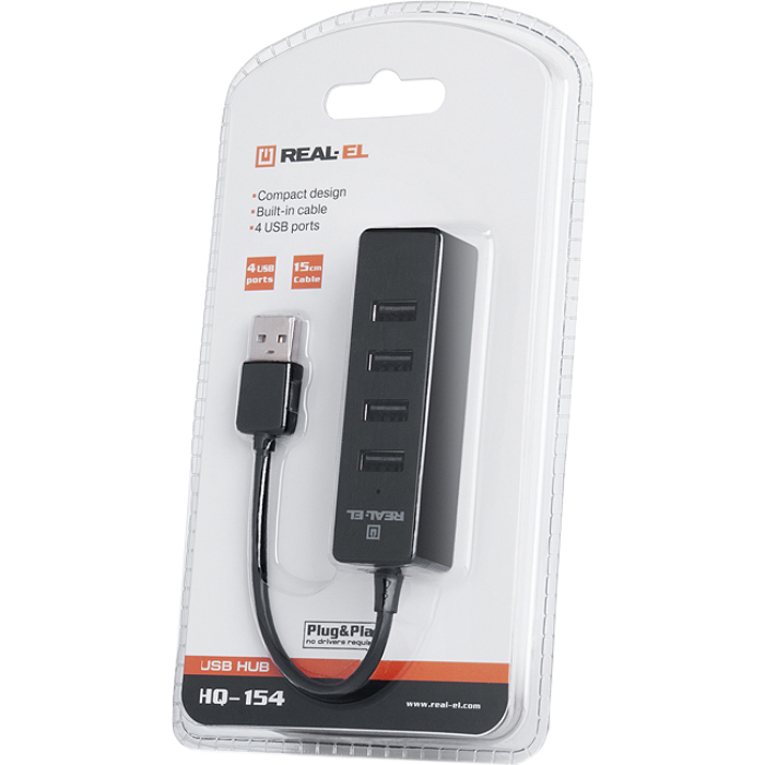 USB-хаб REAL EL HQ-154 Black (EL123110007) Интерфейс подключения USB Type-A