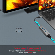 Док-станція PROMATE mediahub-c3 4-в-1 USB-С Gray (mediahub-c3.grey)