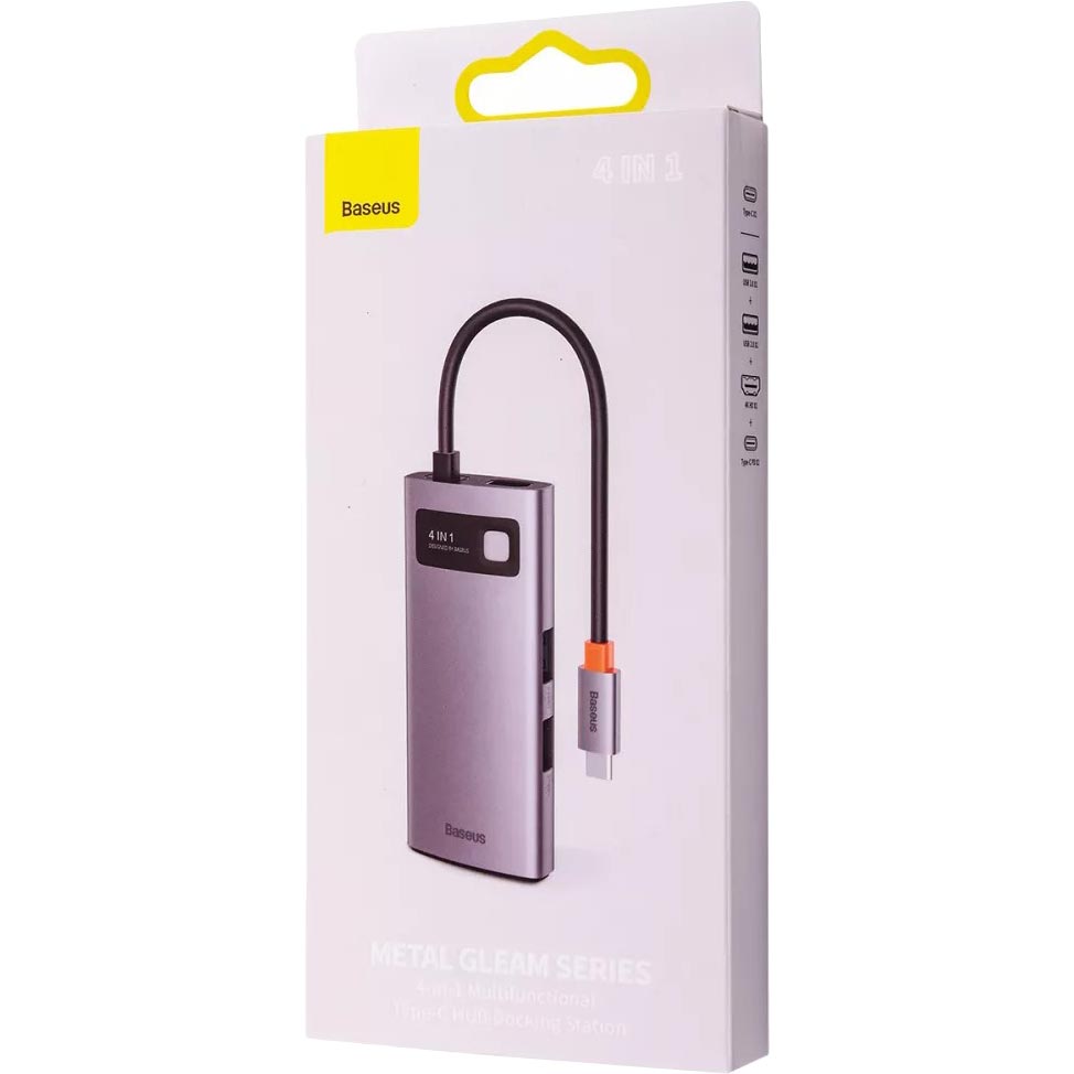 Покупка Док-станция  BASEUS Metal Gleam Series 4-in-1 Gray (2xUSB3.0+4KHD+Type-C) (32013)