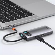 Док-станция  BASEUS Metal Gleam Series 4-in-1 Gray (2xUSB3.0+4KHD+Type-C) (32013)