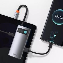 Док-станция  BASEUS Metal Gleam Series 4-in-1 Gray (2xUSB3.0+4KHD+Type-C) (32013)