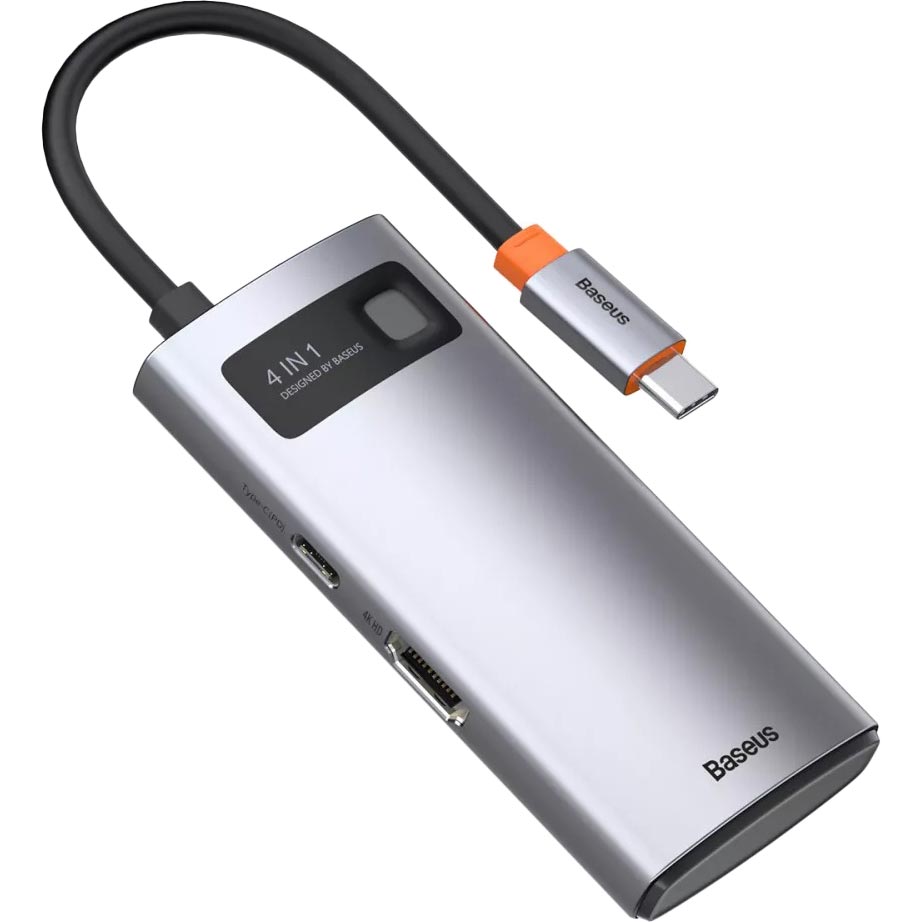 Док-станция  BASEUS Metal Gleam Series 4-in-1 Gray (2xUSB3.0+4KHD+Type-C) (32013) Тип питания пассивный
