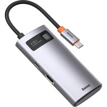 Док-станция  BASEUS Metal Gleam Series 4-in-1 Gray (2xUSB3.0+4KHD+Type-C) (32013)