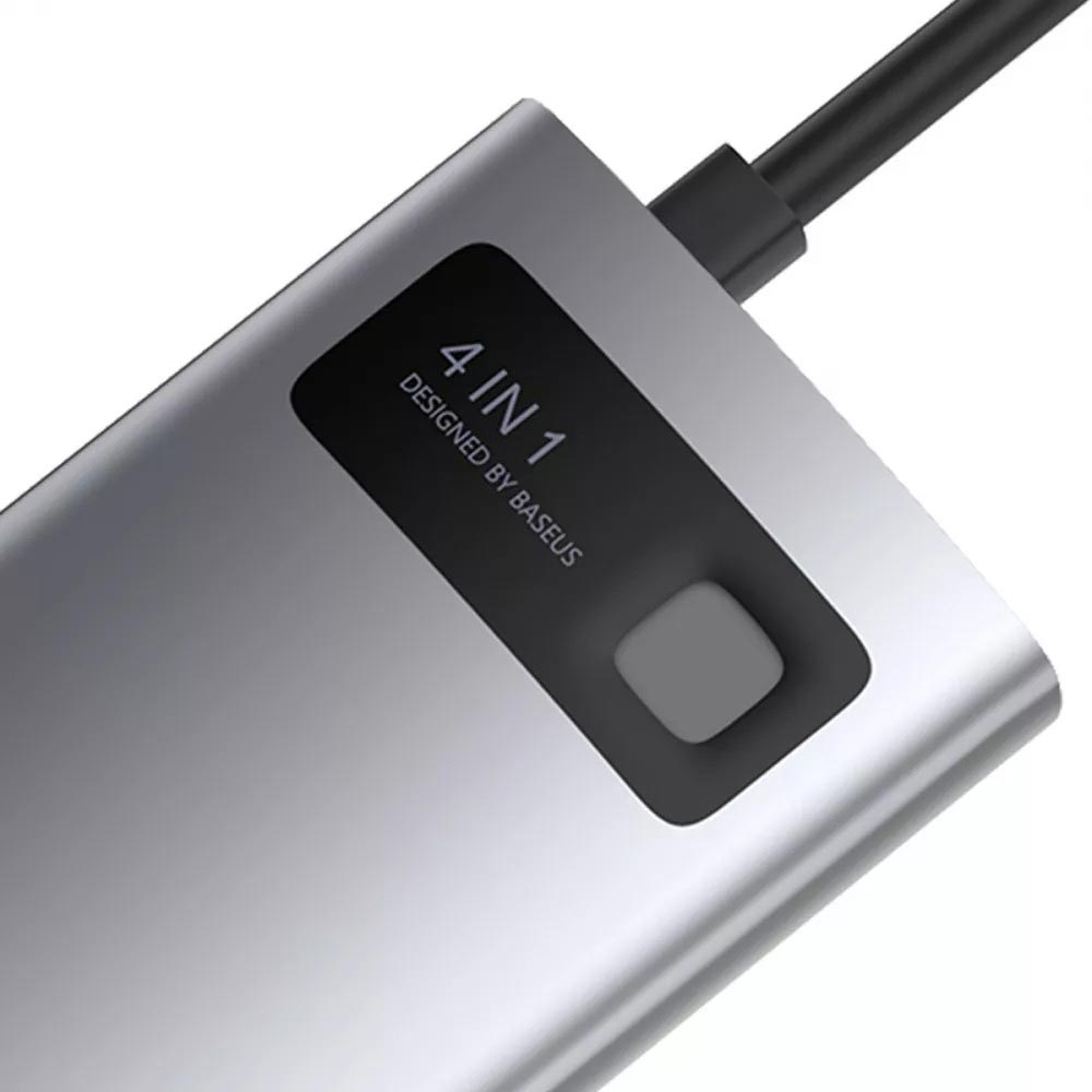 Док-станция  BASEUS Metal Gleam Series 4-in-1 Gray (2xUSB3.0+4KHD+Type-C) (32013) Тип док-станция