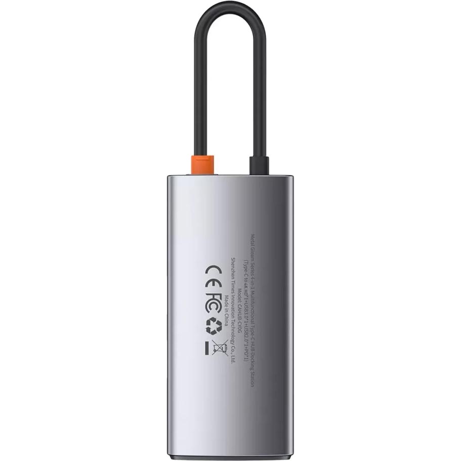 Док-станция  BASEUS Metal Gleam Series 4-in-1 Gray (2xUSB3.0+4KHD+Type-C) (32013) Дополнительные разъемы HDMI