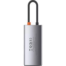 Док-станция  BASEUS Metal Gleam Series 4-in-1 Gray (2xUSB3.0+4KHD+Type-C) (32013)