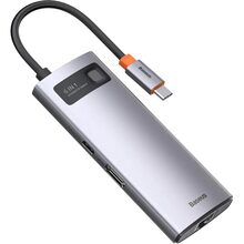 Док-станція BASEUS Metal Gleam Series 6in1 3xUSB3.0+4KHD+RJ45+Type-C Gray (31938)