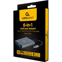Док-станція CABLEXPERT USB-C 6 в 1 (A-CM-COMBO6-01)